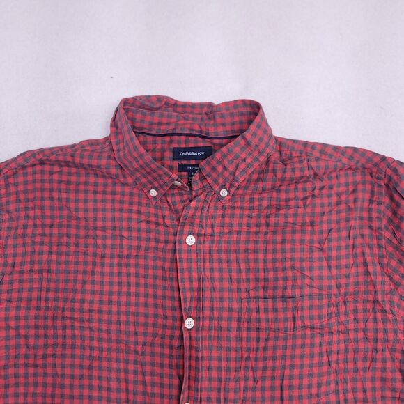 Croft & Barrow Tartan Flannel Casual Button Up Shirt Mens Size Large L Red Gray - Picture 1 of 7